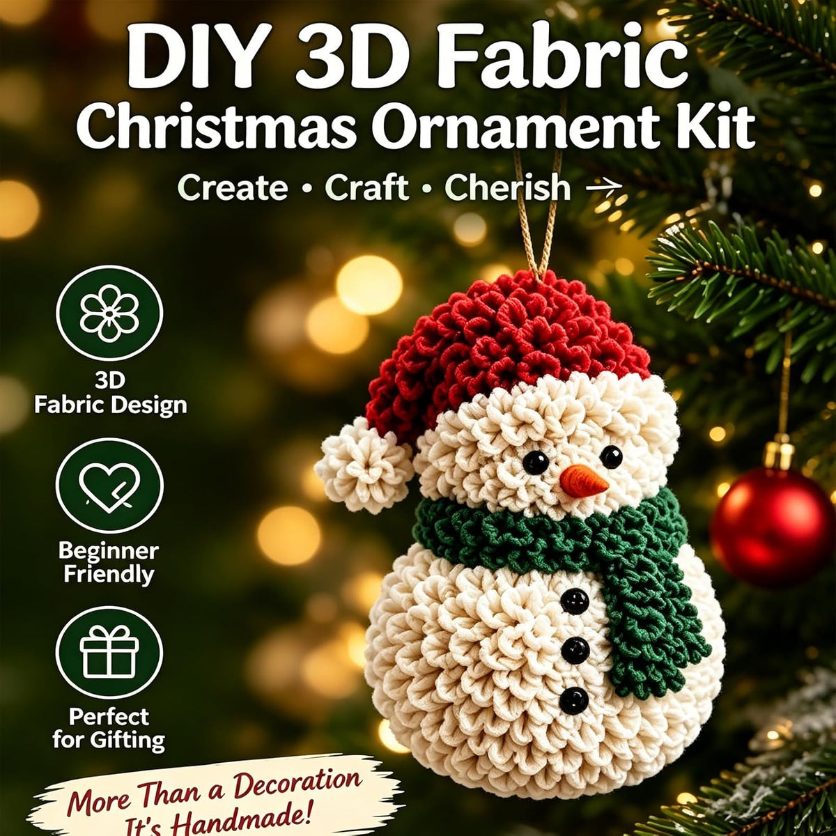 3D Fabric Poke Christmas Ornament Kit