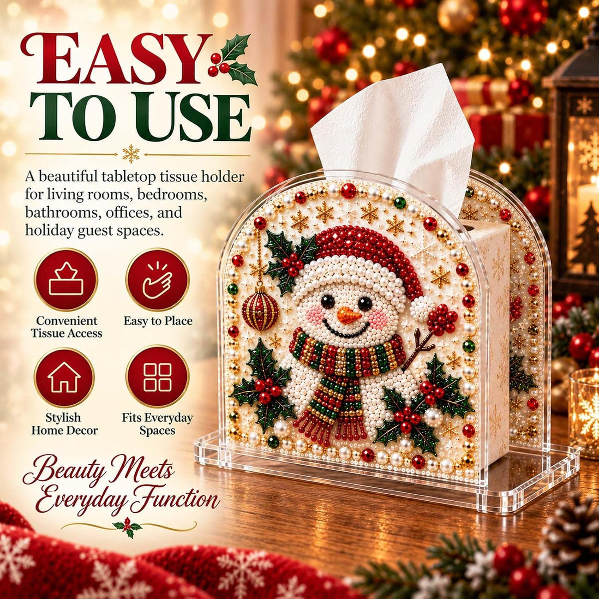 Christmas Diamond Painting Tissue Box Holder for Adults