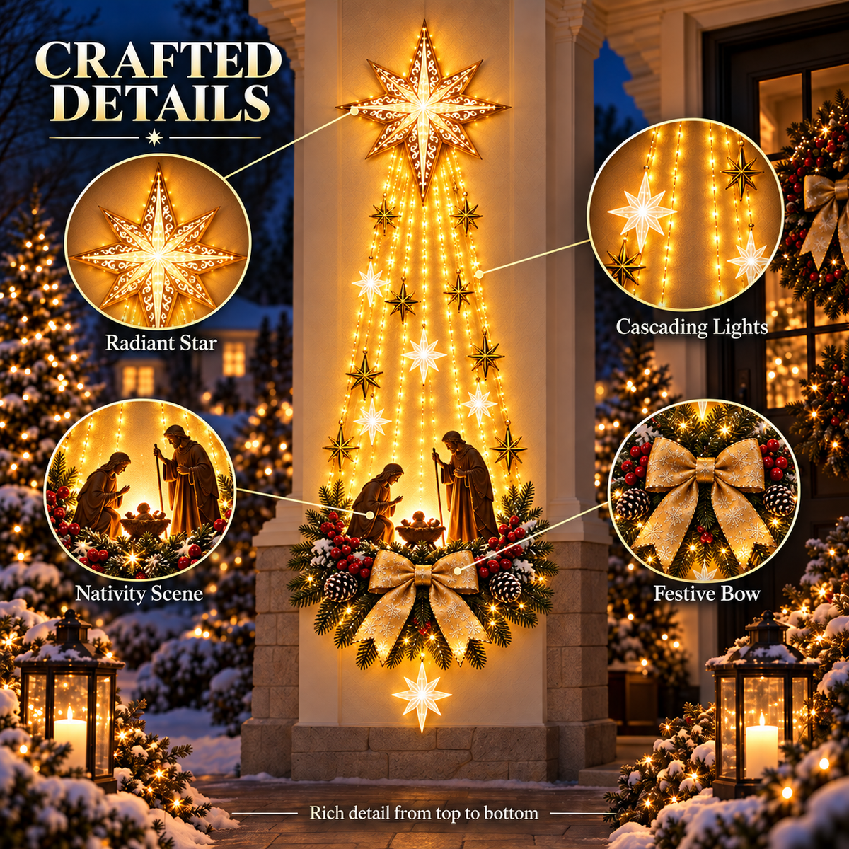 Angel Blessing Wall Light, Starglow Cascading Christmas Angel with Glowing